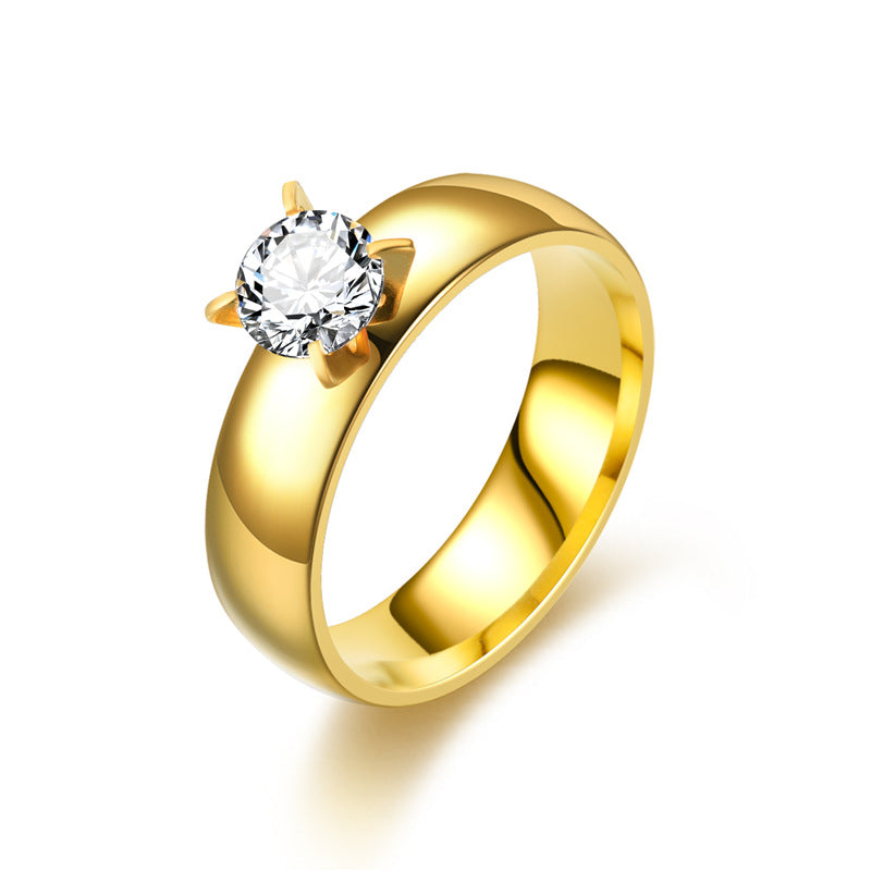 Men's Fashion Stainless Steel Zircon Couple Female Rings