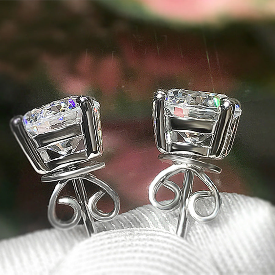 Women's & Men's Sier Ear Single Diamond Point Imitation Simple Earrings