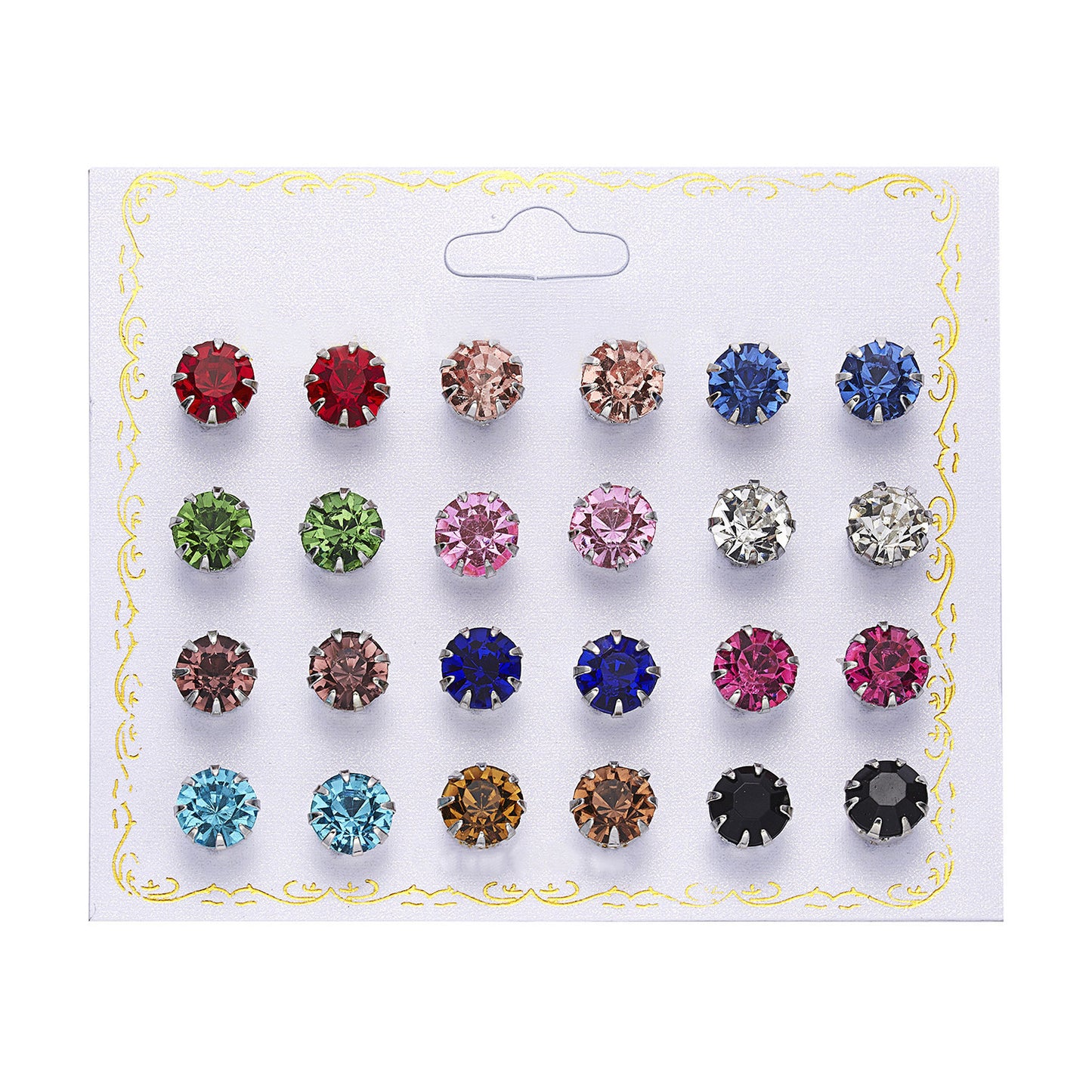Transparent Colorful Round Zircon Card Month Rings