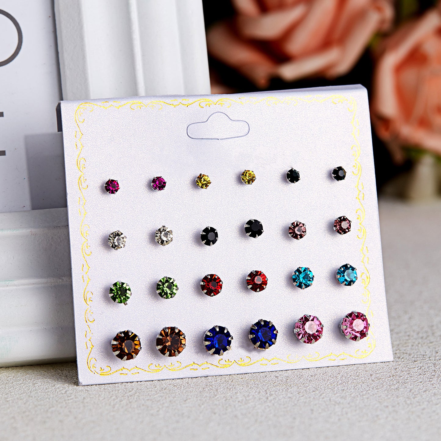 Transparent Colorful Round Zircon Card Month Rings