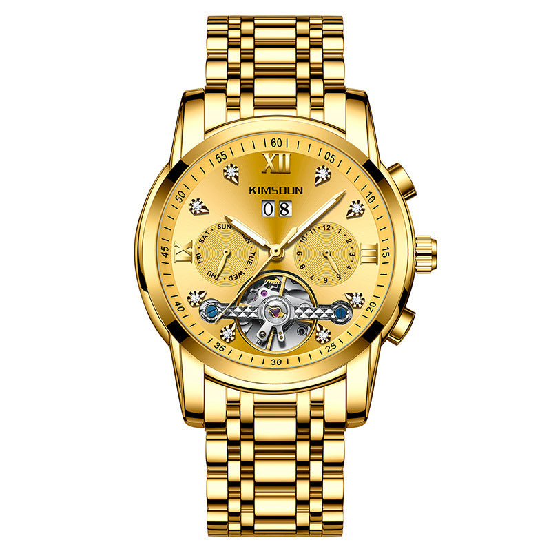 Men's Tourbillon Hollow Automatic Watch Waterproof Mechanical Watches