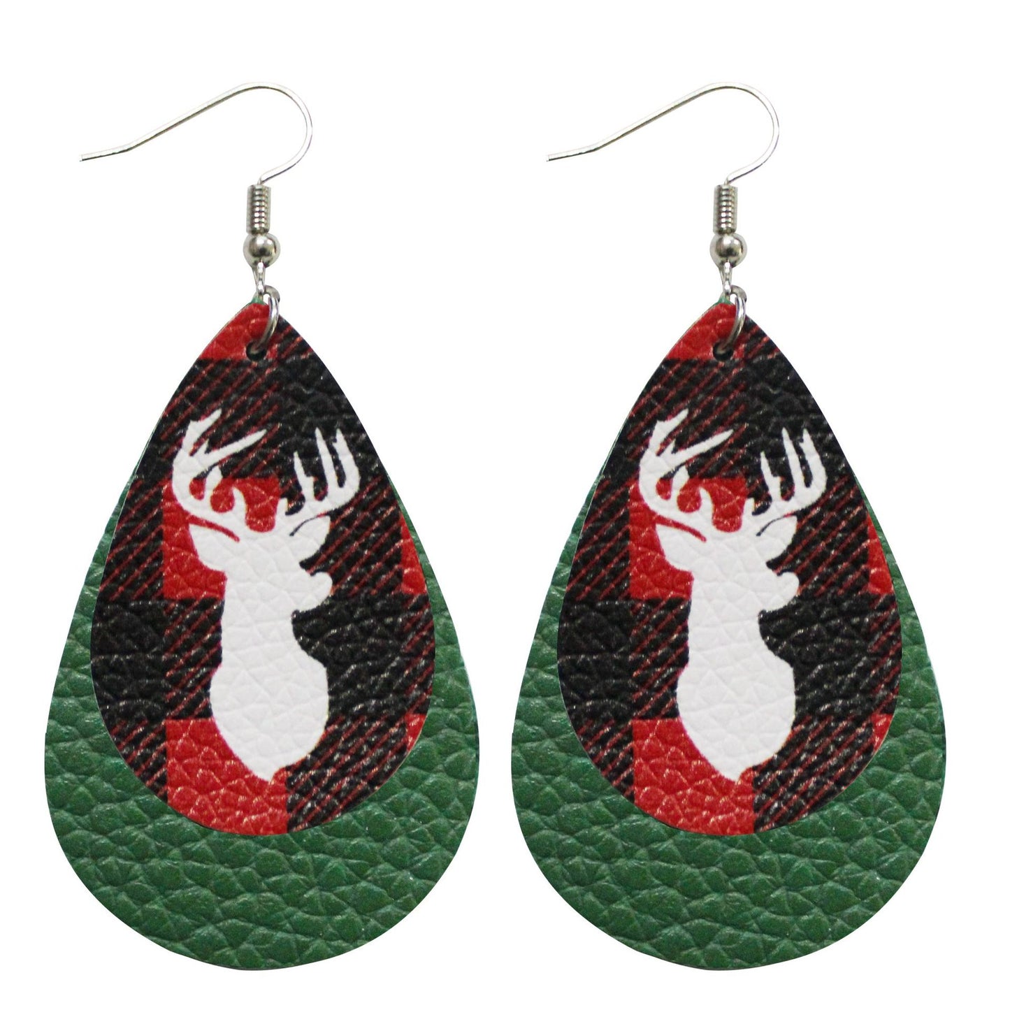 Santa Claus Ornament Water Drop Leather Earrings