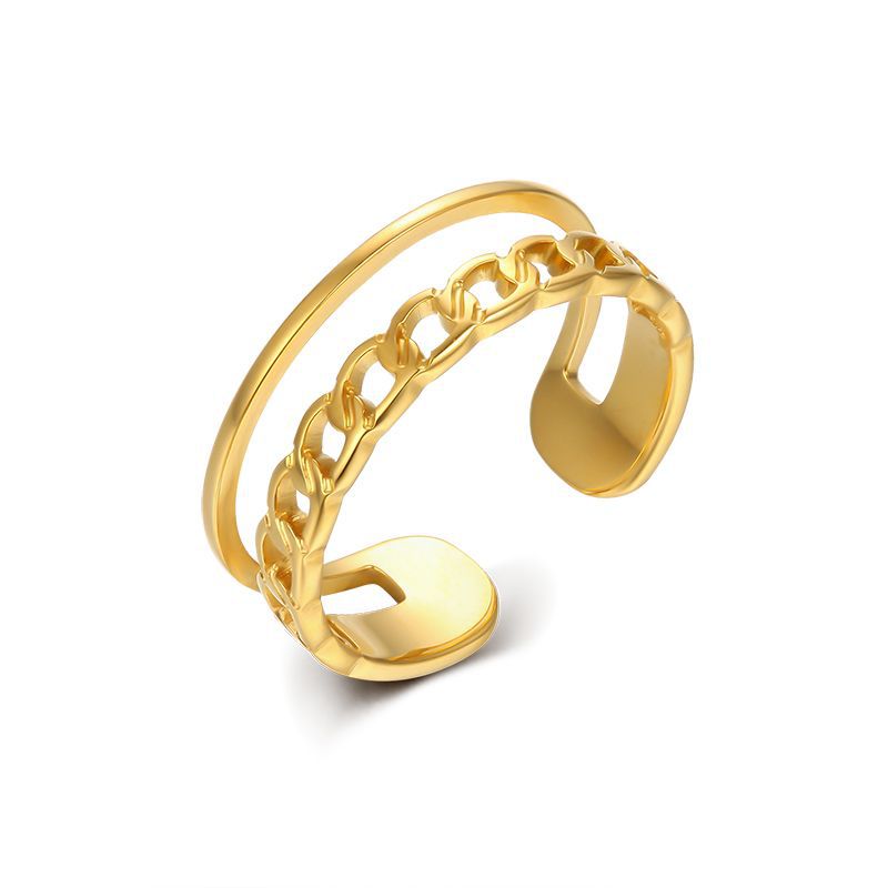 Women's Chain Hollow Line Wide Titanium Steel Rings