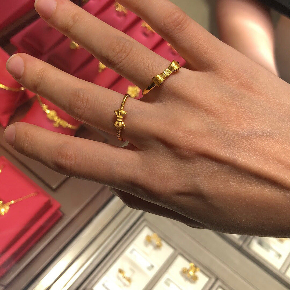 Bow Female Niche Design Trendy Princess Rings