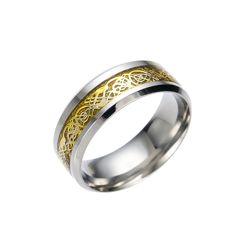 Ornament Dragon Pattern With Piece Stainless Rings