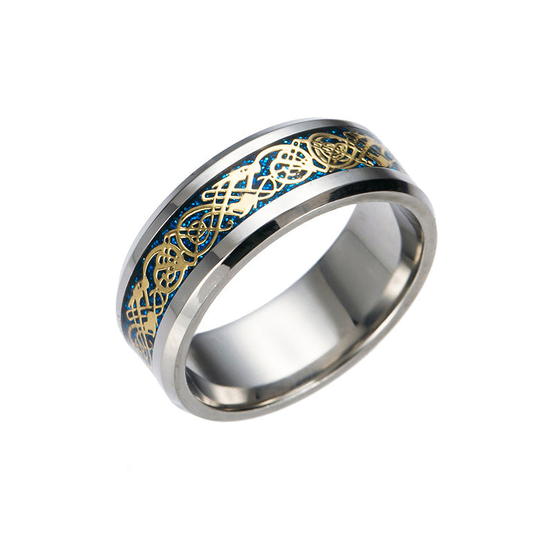 Ornament Dragon Pattern With Piece Stainless Rings