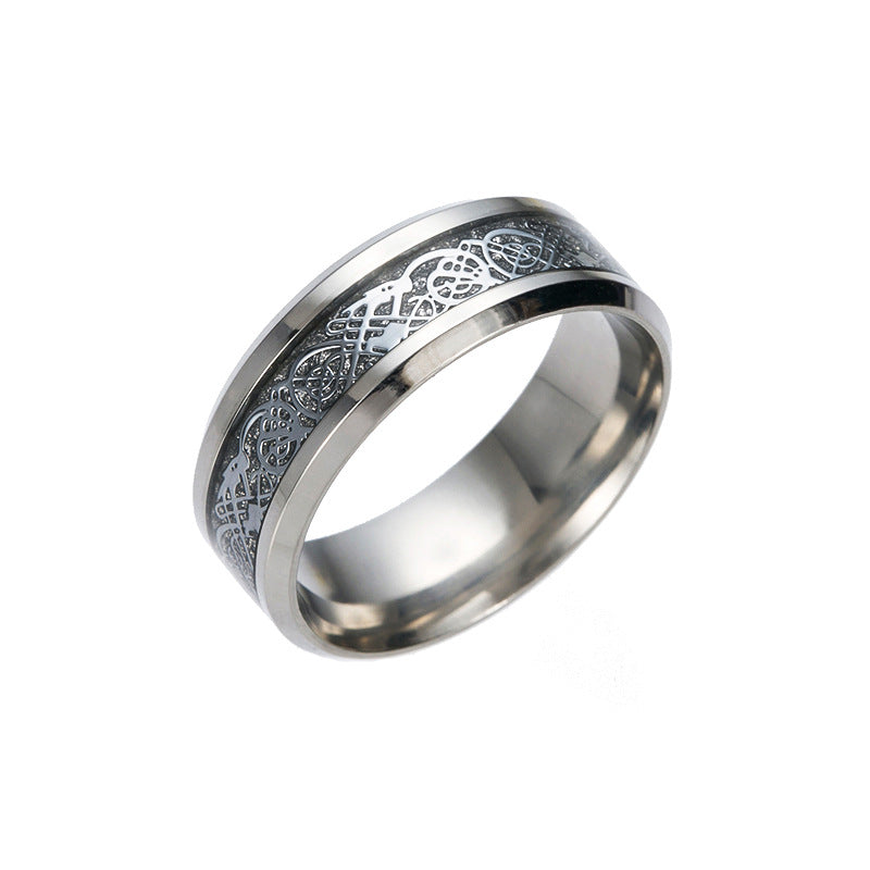 Ornament Dragon Pattern With Piece Stainless Rings