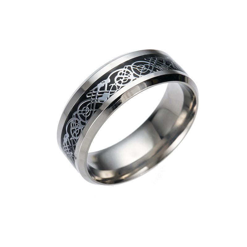 Ornament Dragon Pattern With Piece Stainless Rings