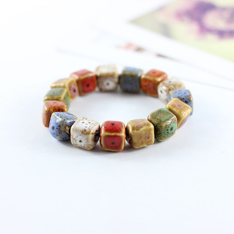 Women's Ceramic Flower Glaze Full Beads Jewelry Bracelets