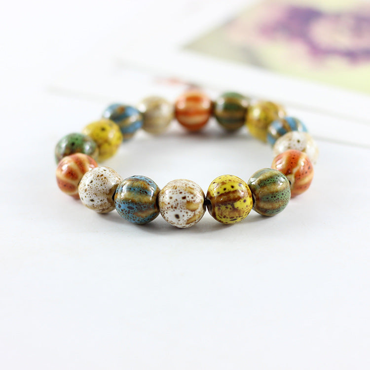 Women's Ceramic Flower Glaze Full Beads Jewelry Bracelets