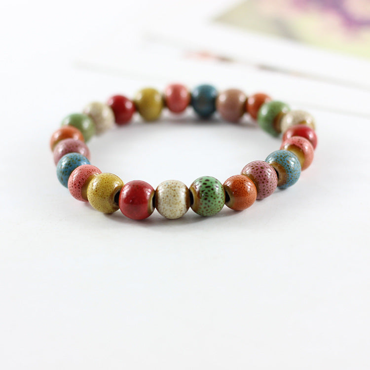 Women's Ceramic Flower Glaze Full Beads Jewelry Bracelets