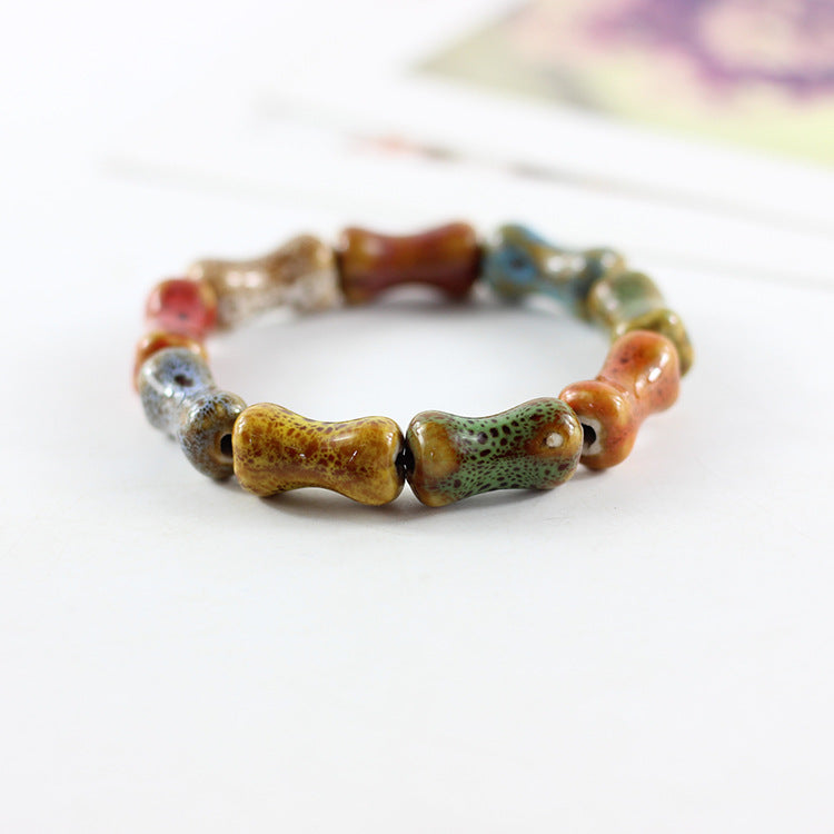 Women's Ceramic Flower Glaze Full Beads Jewelry Bracelets