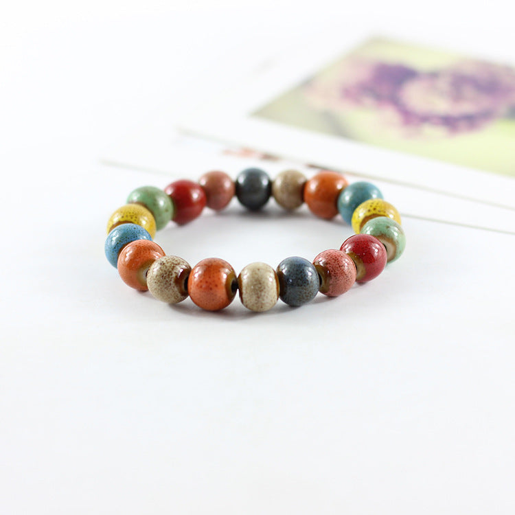 Women's Ceramic Flower Glaze Full Beads Jewelry Bracelets
