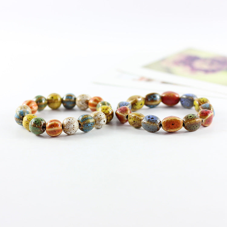 Women's Ceramic Flower Glaze Full Beads Jewelry Bracelets