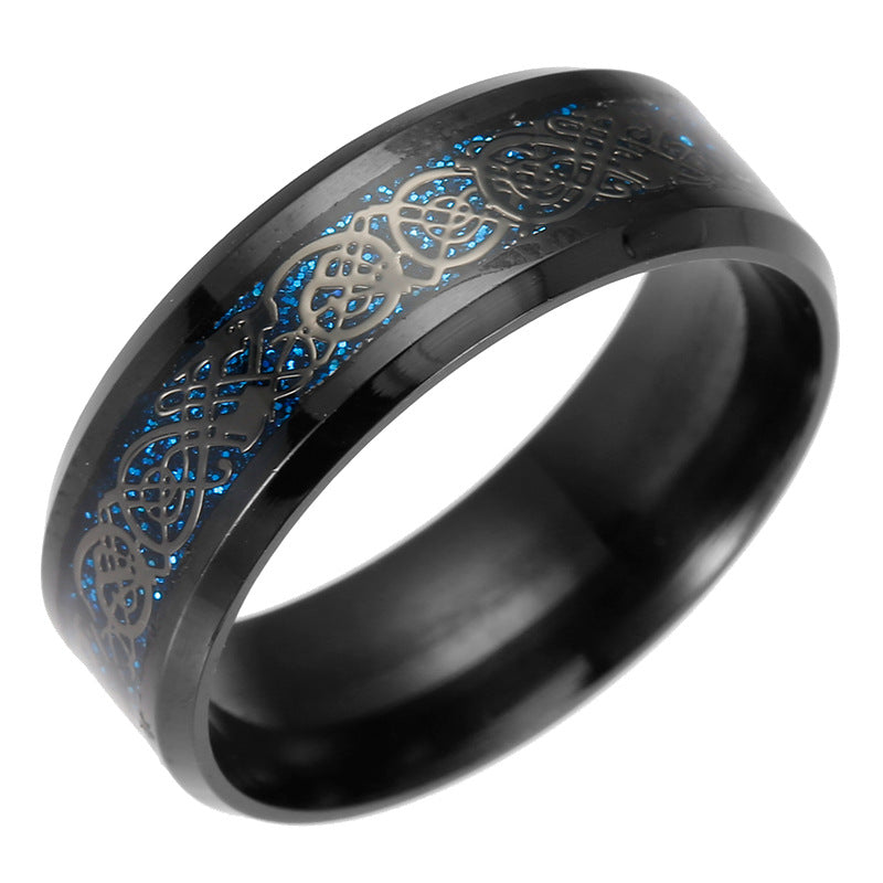 Ornament Dragon Pattern With Piece Stainless Rings