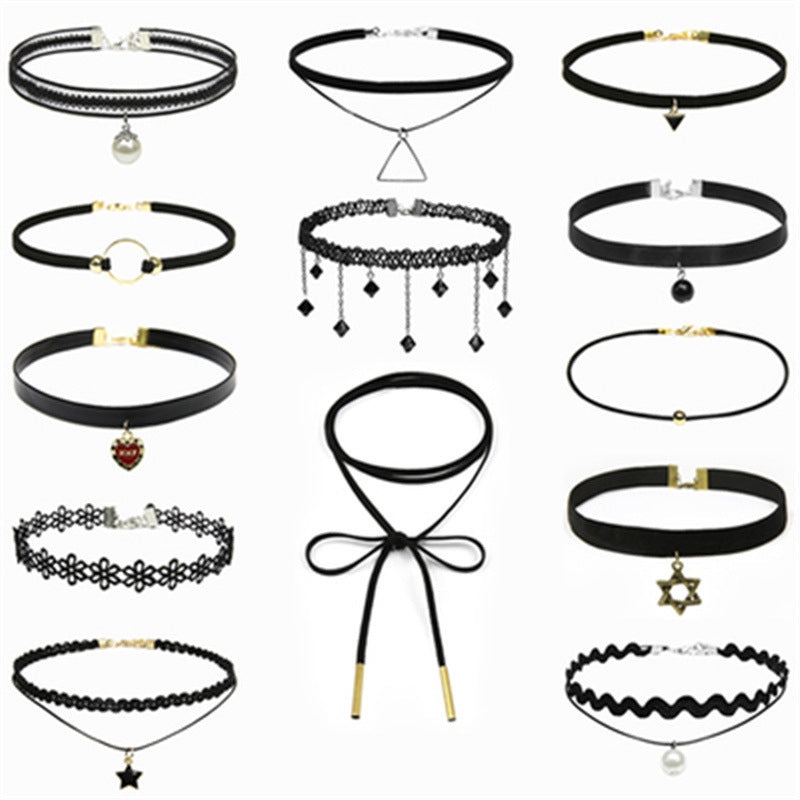 Simple Black Lace Neckband Necklet Female Necklaces