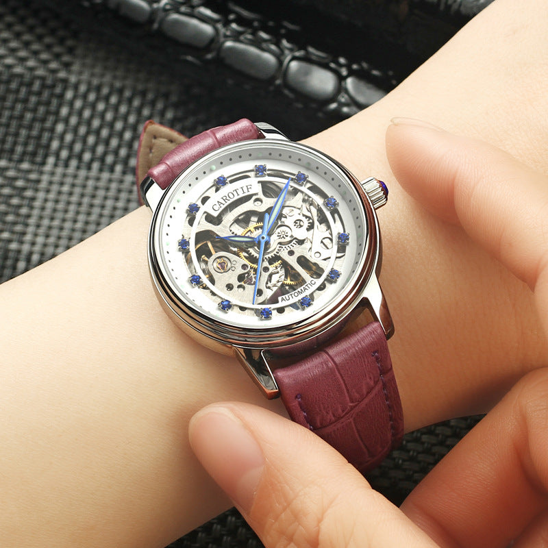 Women's Steel Watch Fashion Automatic Hollow Stainless Mechanical Watches