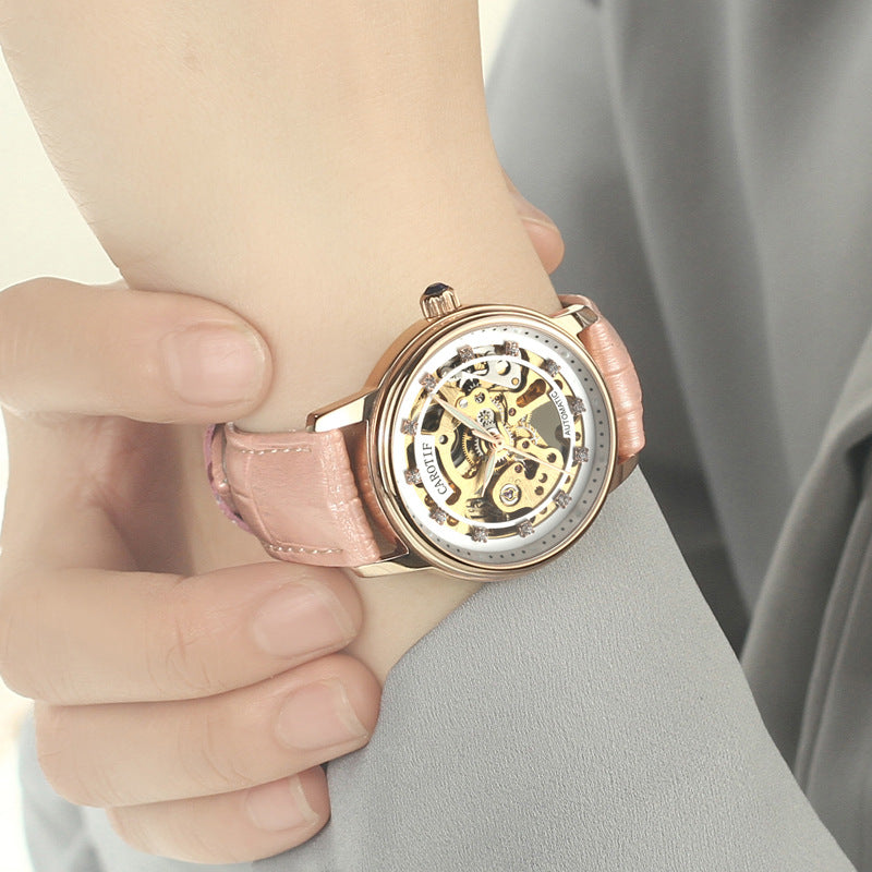 Women's Steel Watch Fashion Automatic Hollow Stainless Mechanical Watches