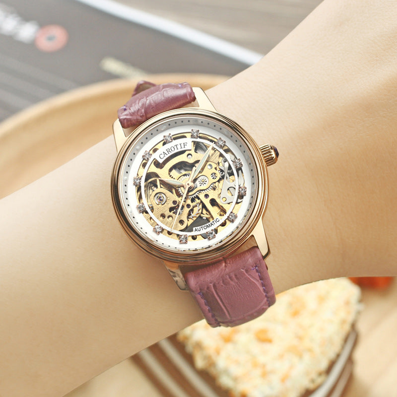 Women's Steel Watch Fashion Automatic Hollow Stainless Mechanical Watches