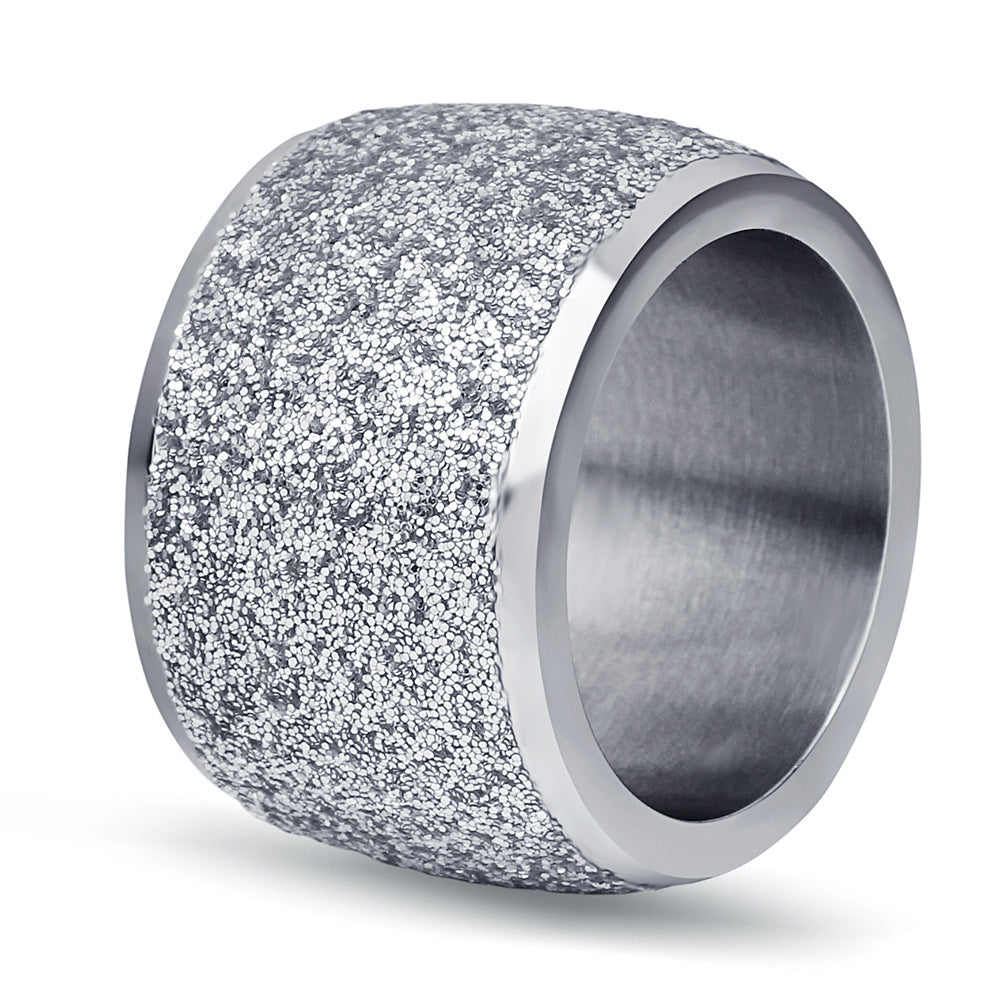 Gold Frosted Stainless Steel Titanium Ladies Rings