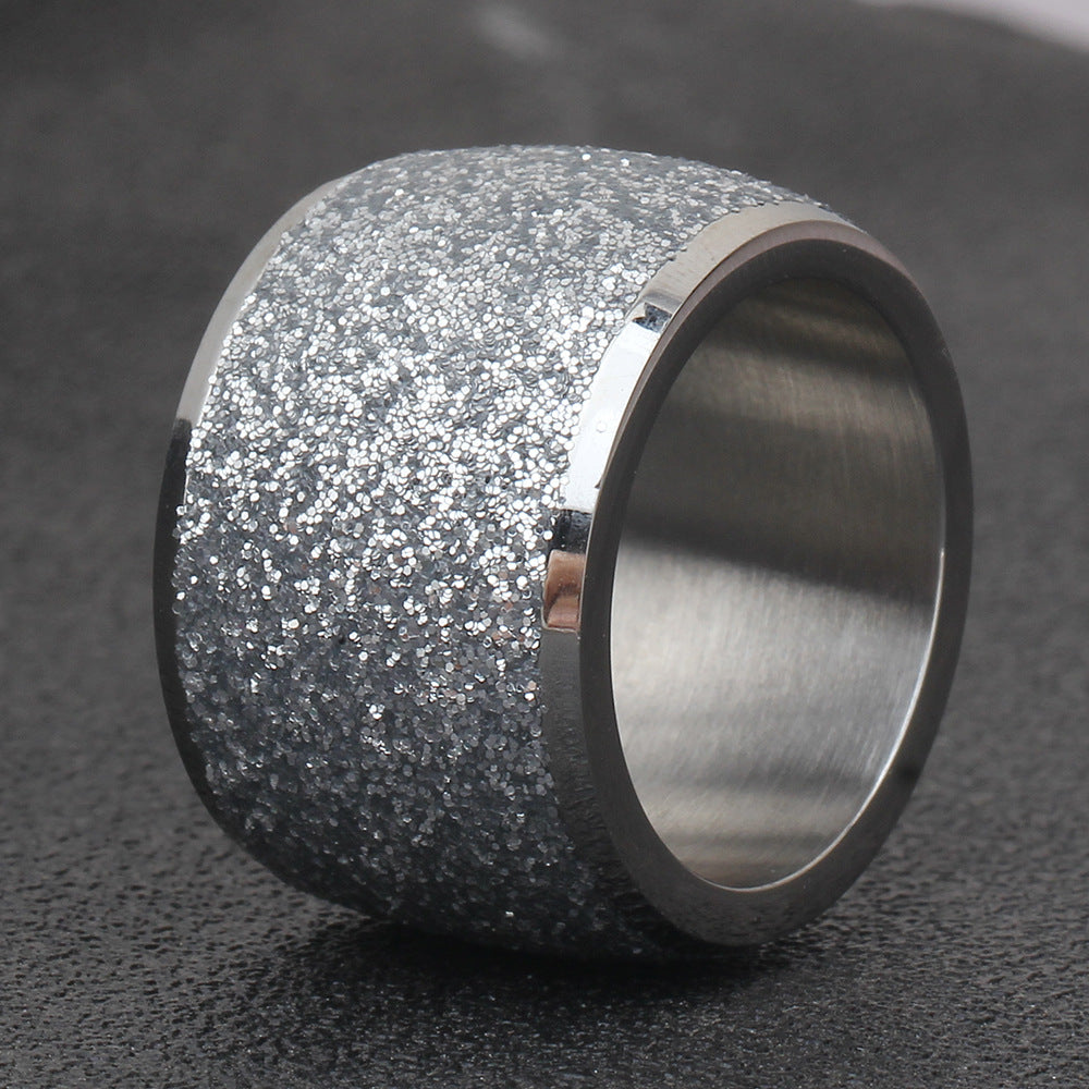 Gold Frosted Stainless Steel Titanium Ladies Rings