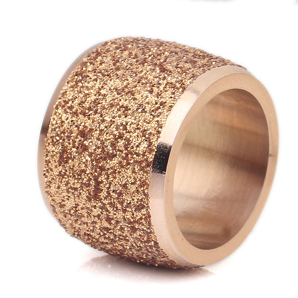 Gold Frosted Stainless Steel Titanium Ladies Rings