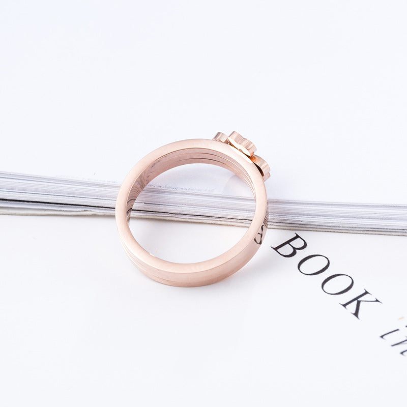 Titanium Steel Rose Gold Layer Heart Rings