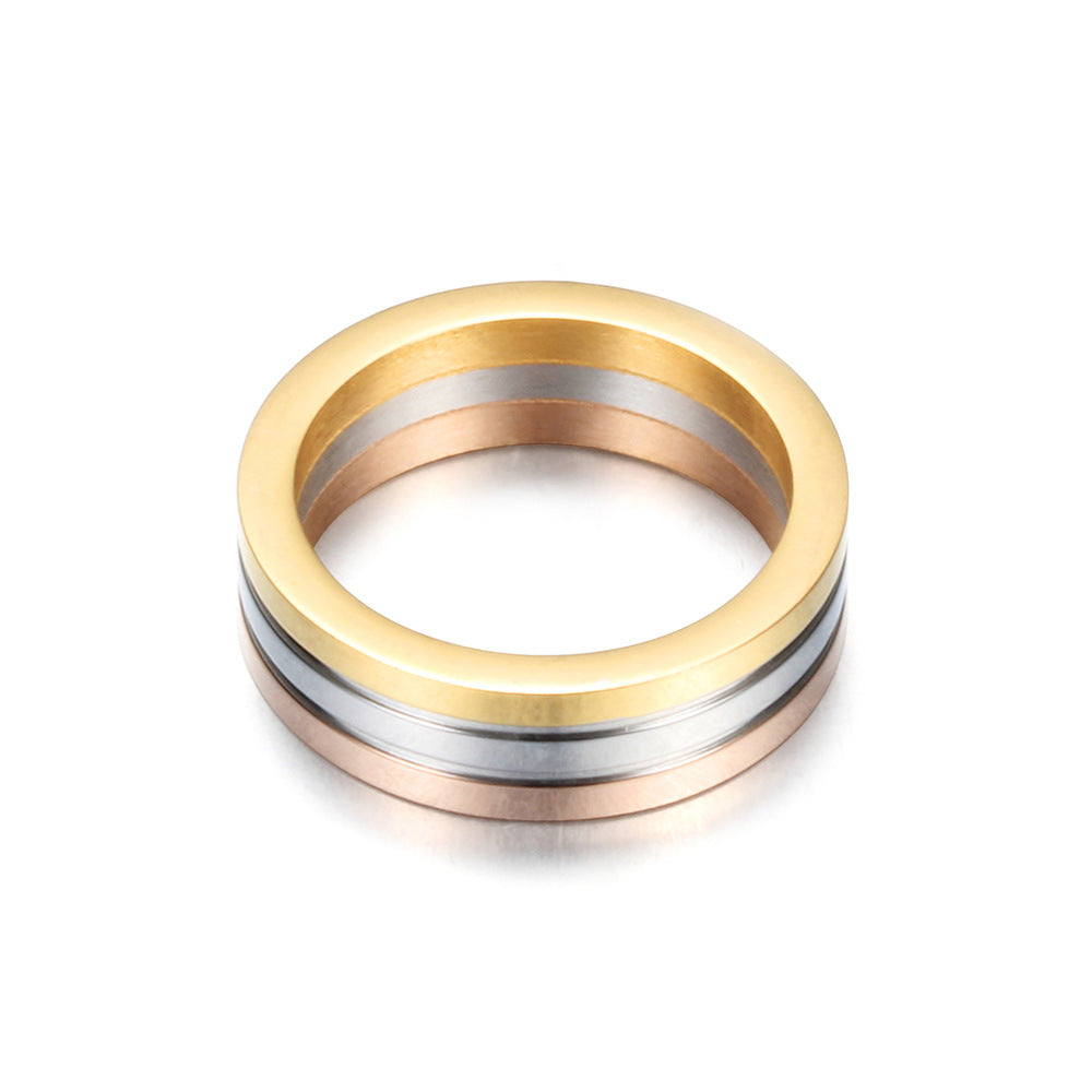 Three-color Mix Match Laser Stainless Steel Rings