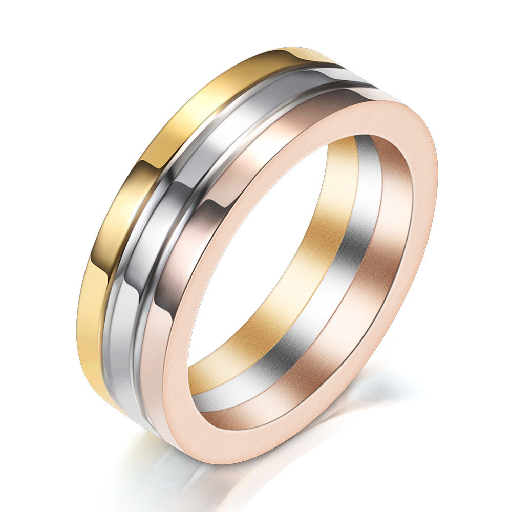 Three-color Mix Match Laser Stainless Steel Rings