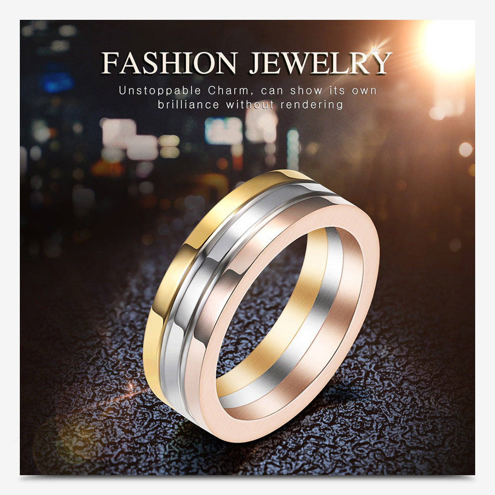Three-color Mix Match Laser Stainless Steel Rings