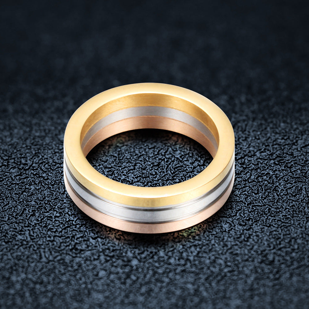 Three-color Mix Match Laser Stainless Steel Rings