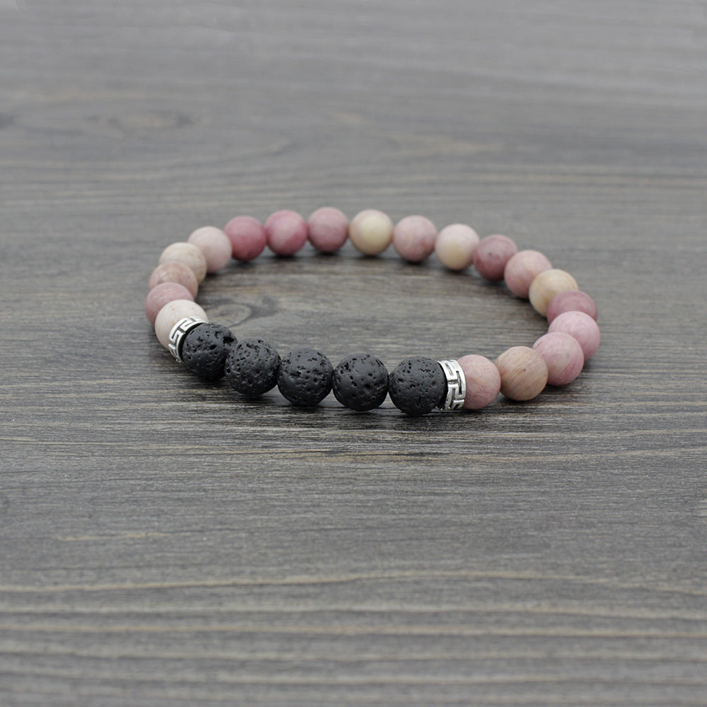 Popular Ornament Rhodochrosite Volcanic Rock Drip Essential Oil Bracelets