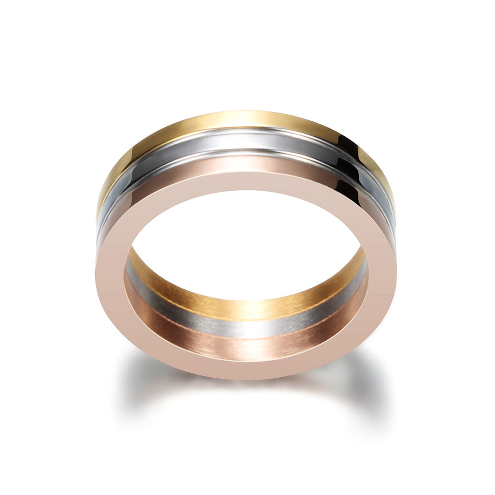 Three-color Mix Match Laser Stainless Steel Rings