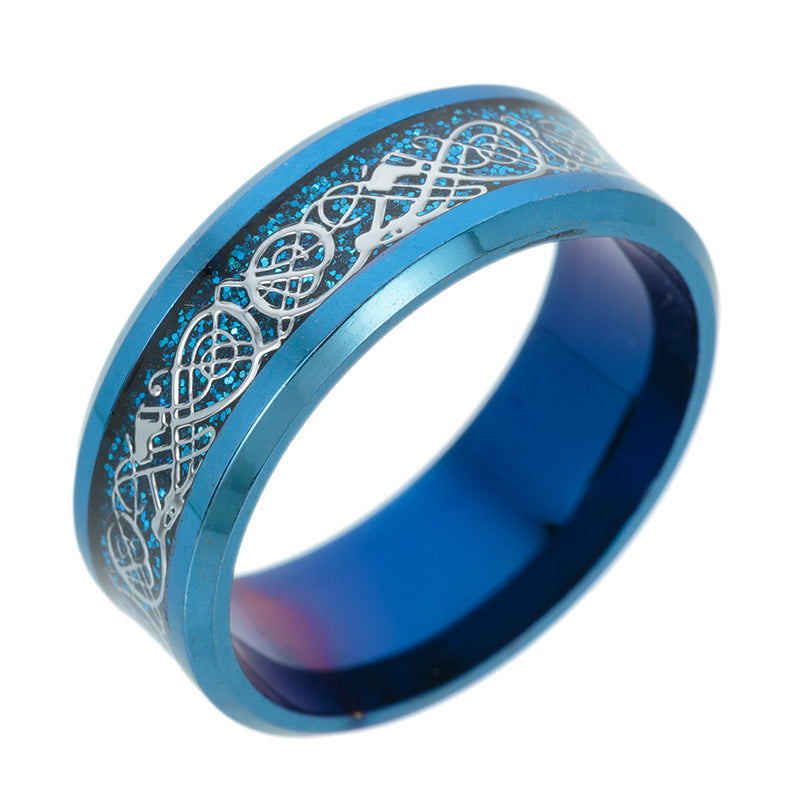 Ornament Dragon Pattern With Piece Stainless Rings