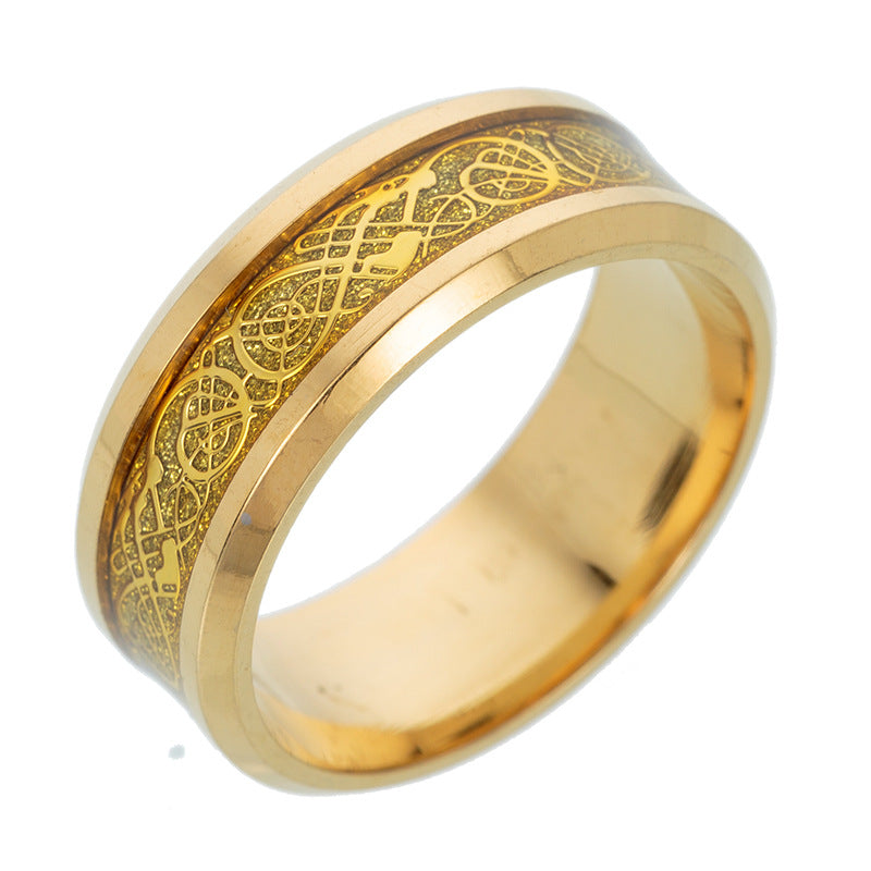 Ornament Dragon Pattern With Piece Stainless Rings