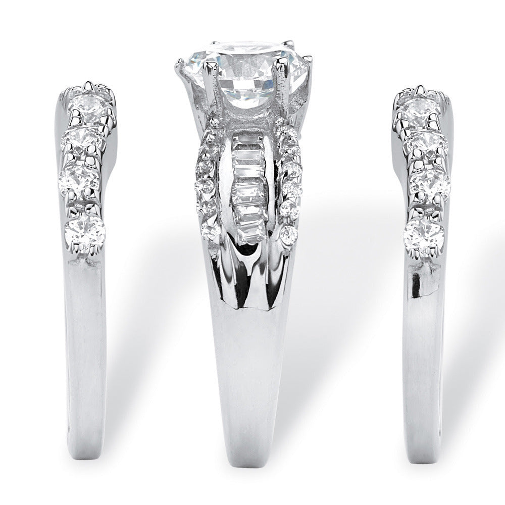 Plated Gold Three Set Imitation Diamond Rings