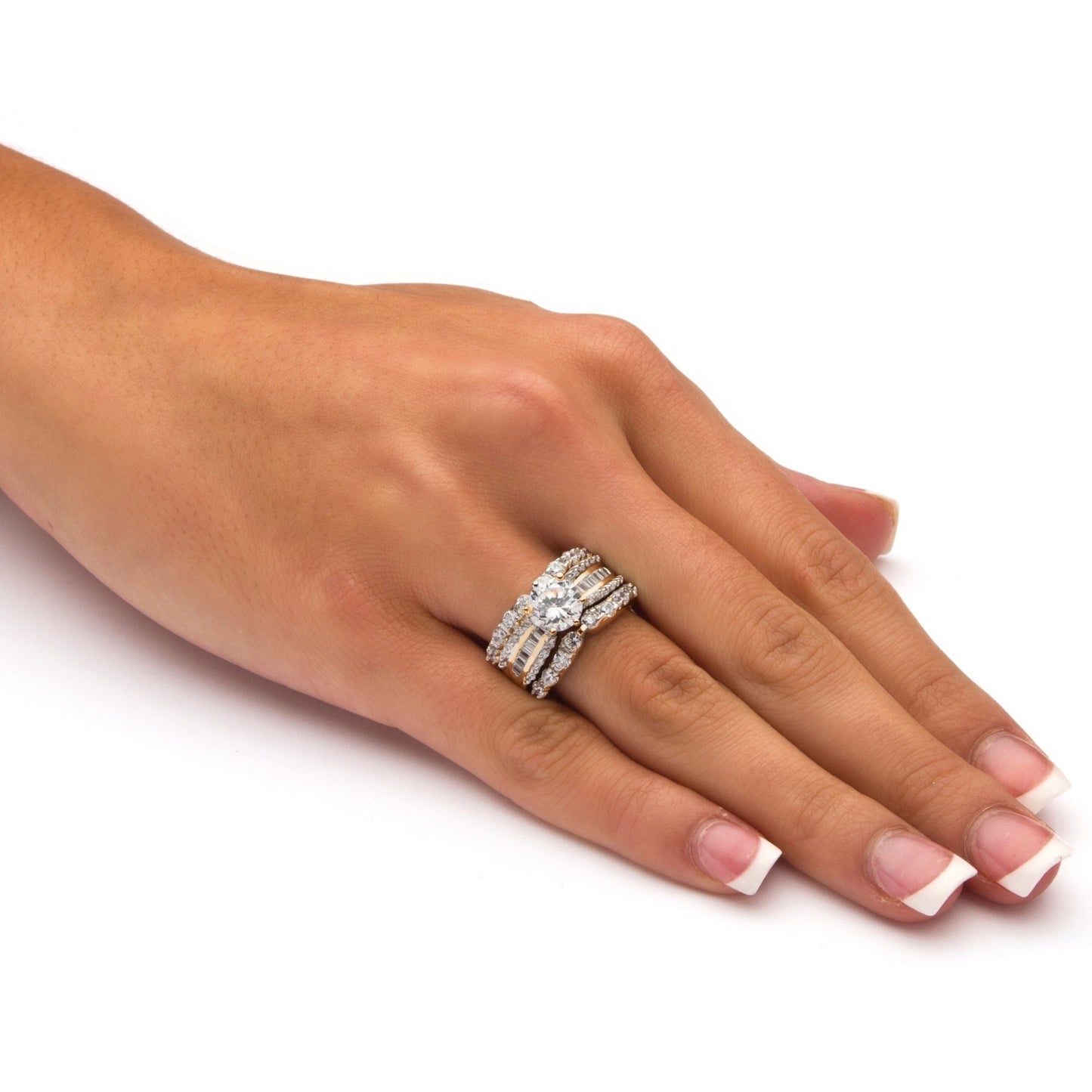 Plated Gold Three Set Imitation Diamond Rings