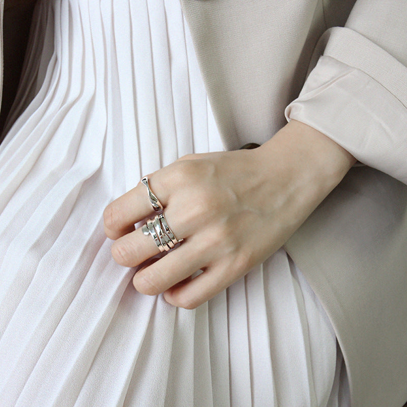 Sier Mobius Twisted Female Open Couple Rings