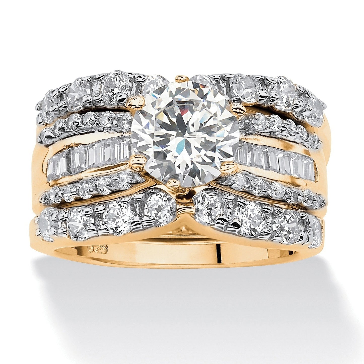 Plated Gold Three Set Imitation Diamond Rings