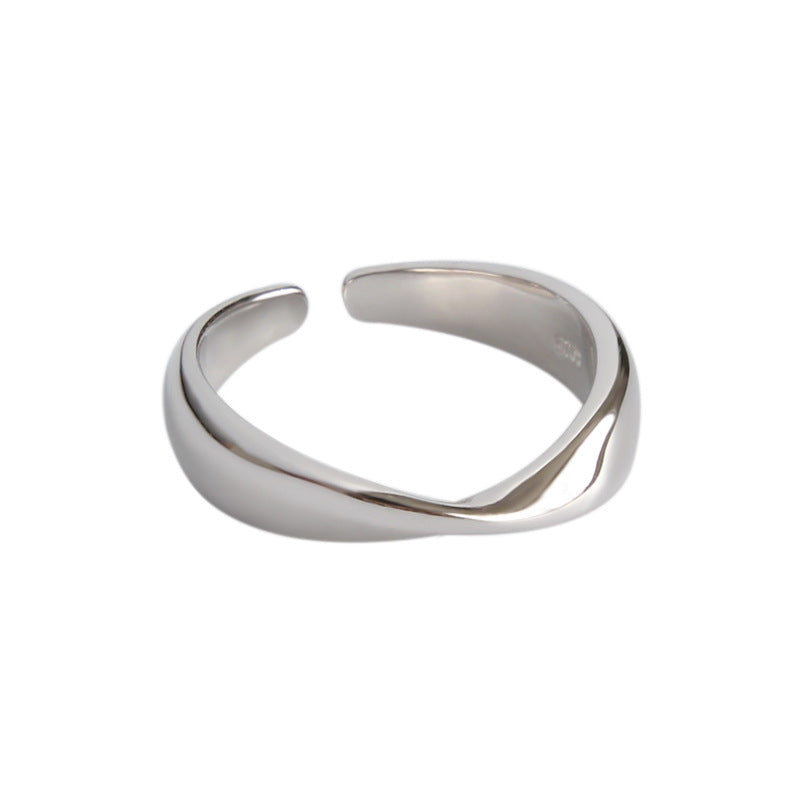 Sier Mobius Twisted Female Open Couple Rings