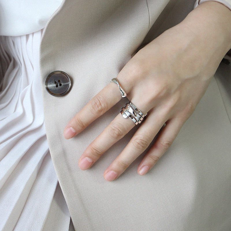 Sier Mobius Twisted Female Open Couple Rings