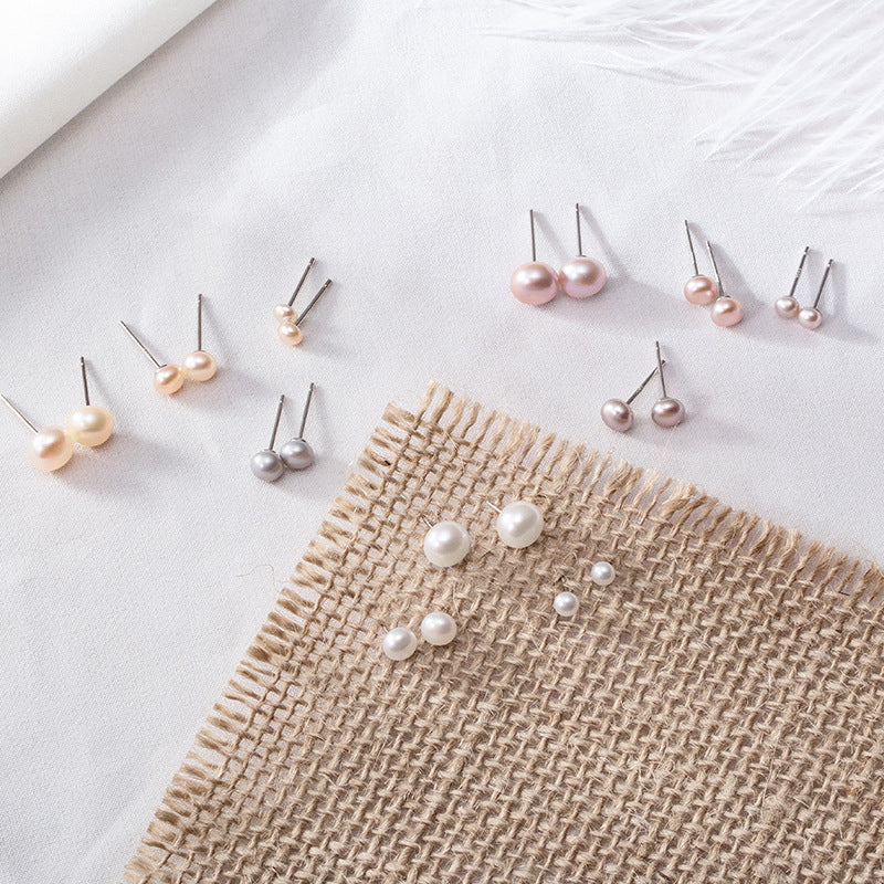 Women's Freshwater Pearl Sterling Sier Ear Mini Earrings