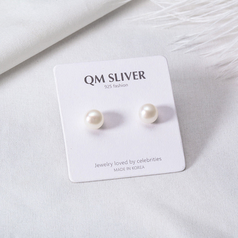 Women's Freshwater Pearl Sterling Sier Ear Mini Earrings