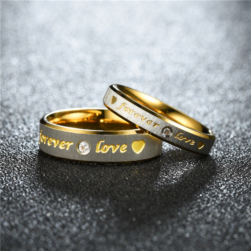 Fashion Couple Exquisite Diamond Beveled Yarn Rings