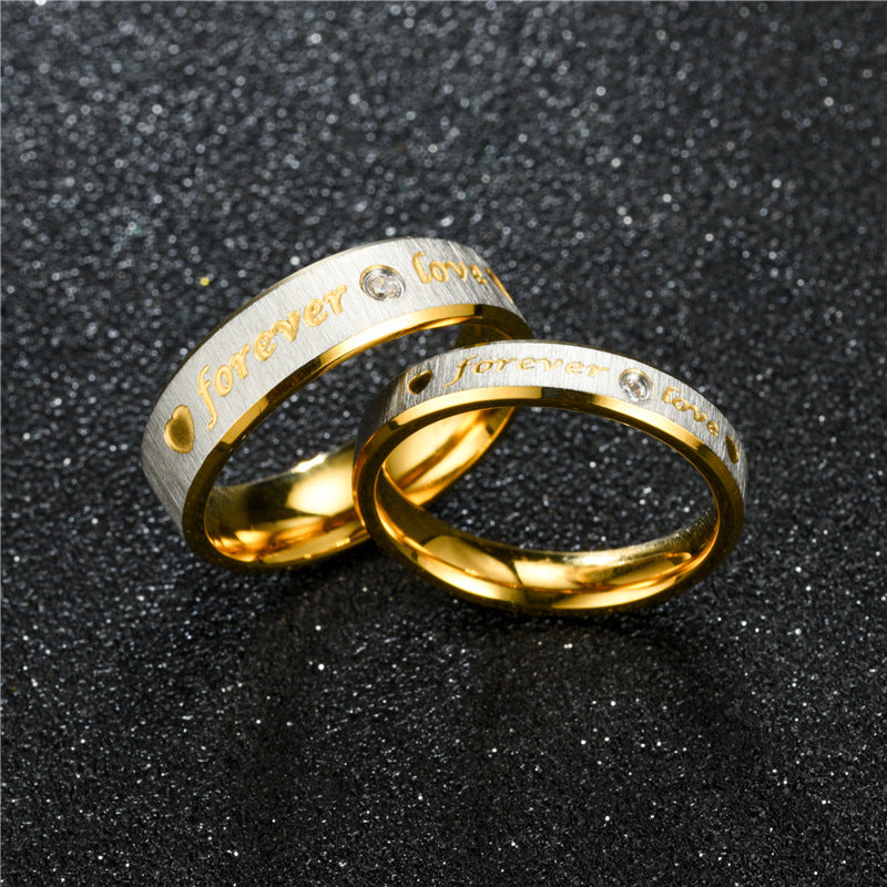 Fashion Couple Exquisite Diamond Beveled Yarn Rings