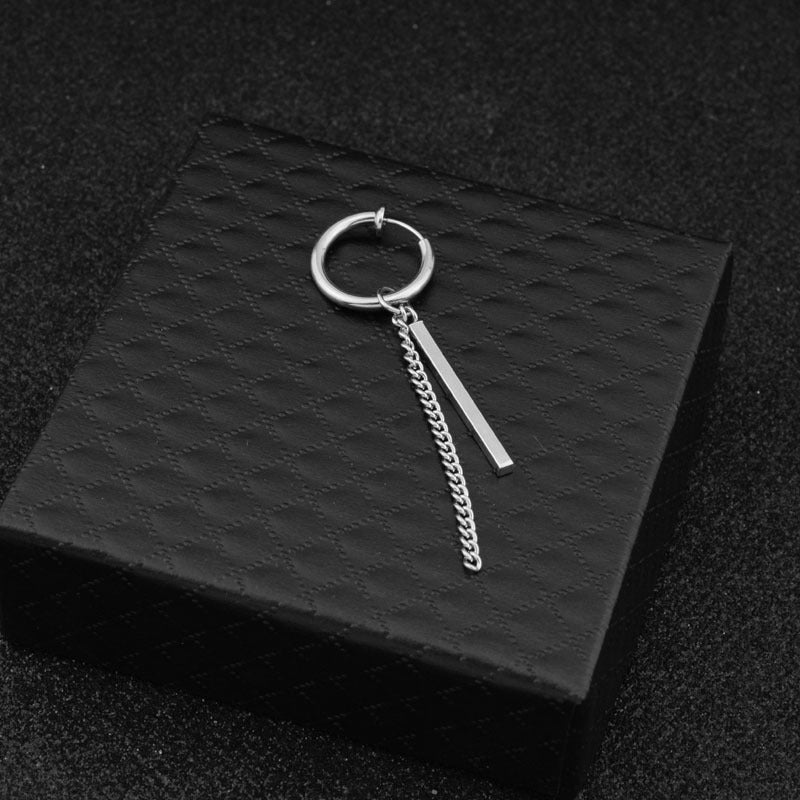 Women's & Men's Park Square Stick Chain Eardrop Ear Earrings