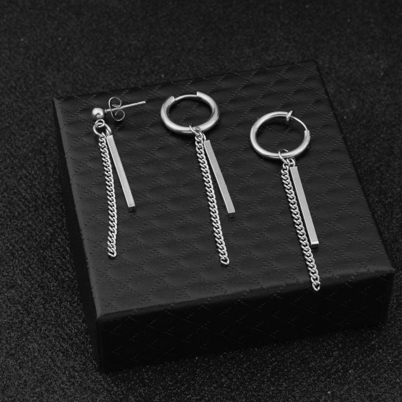 Women's & Men's Park Square Stick Chain Eardrop Ear Earrings