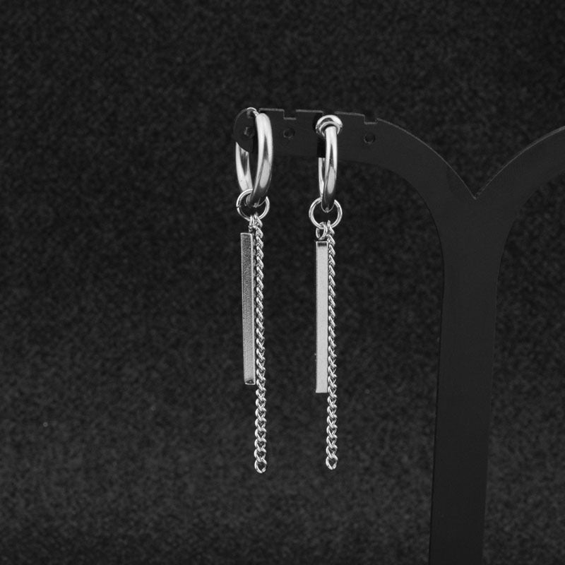 Women's & Men's Park Square Stick Chain Eardrop Ear Earrings