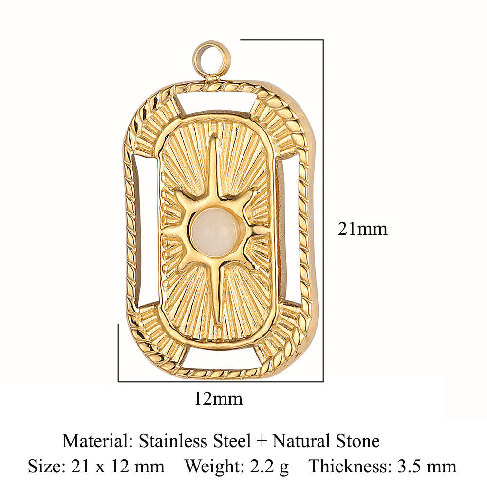 Bohemian Natural Stone Titanium Steel Jewelry Pendants