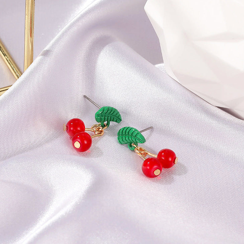 Long Cherry Style Creative Design Cute Earrings